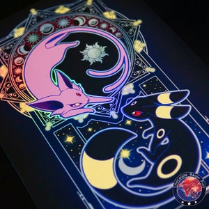 The Art of The Sun & Moon - A4 Holographic Foil Print, Fox Constellation Print, Yin Yang Print, Foiled Print, Art Print