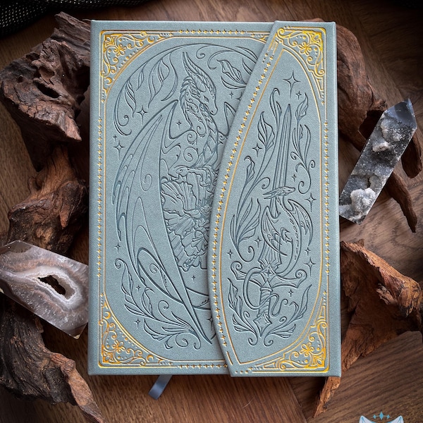 Floral Fantasy Dragon Hardback PU Leather Journal / Notebook