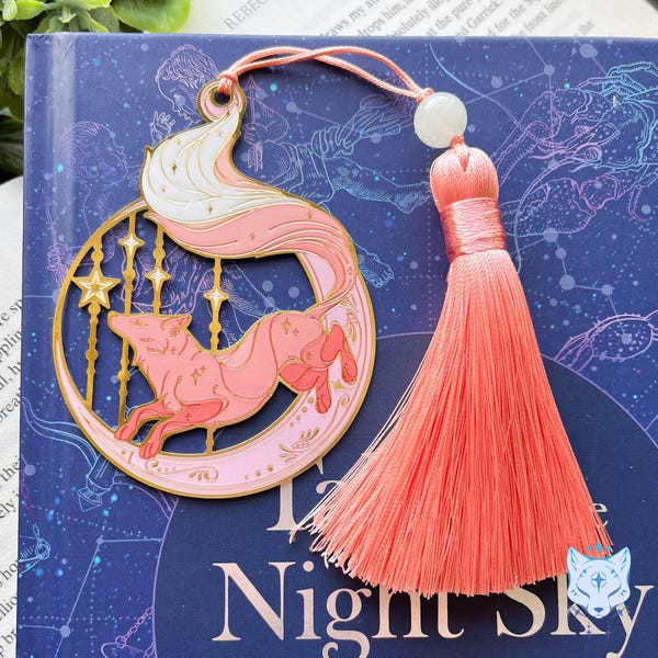 Circle Moon Fox Bookmark | Peach