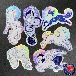 Stories In Our Stars Holo Stickers - INDIVIDUALS Tiger sticker, animal sticker, Moon leopard, cat laptop sticker, fox sticker, wolf sticker