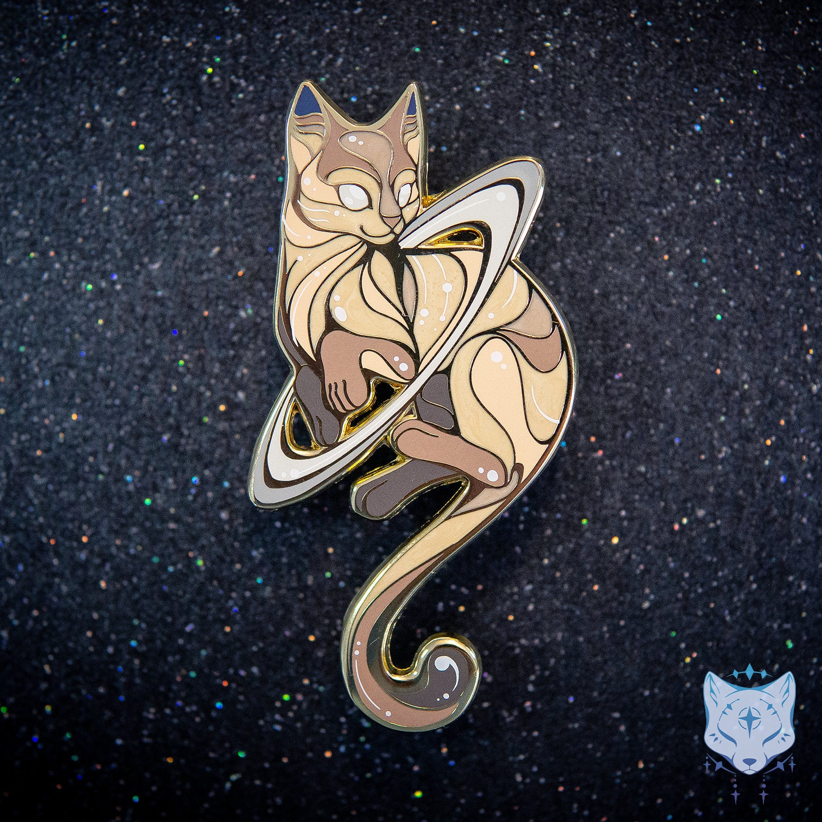 土星猫惑星ピン - 高さ 70 mm/2.75 インチの宇宙猫エナメルピン