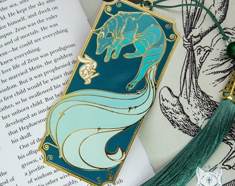 Green Galaxy Fox Metal Bookmark - 11cmx5.2cm Metal Bookmark, Book Accessories, Book Lovers Gift