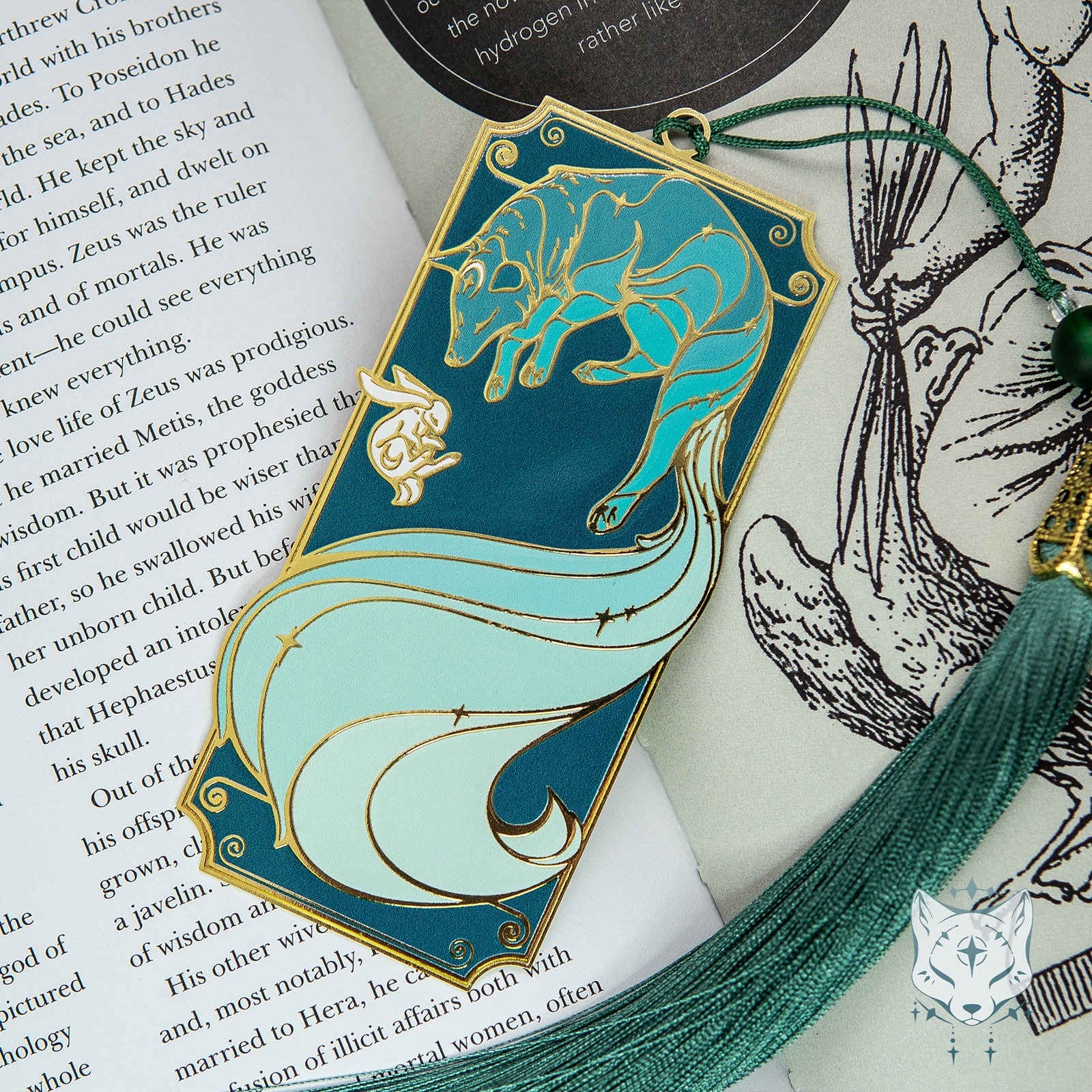 Green Galaxy Fox Metal Bookmark 11cmx5.2cm Metal Bookmark, Book  Accessories, Book Lovers Gift 