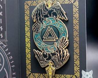 Odin's Ravens Enamel Pin: Norse Mythology Viking Pin (3.3"/84mm)