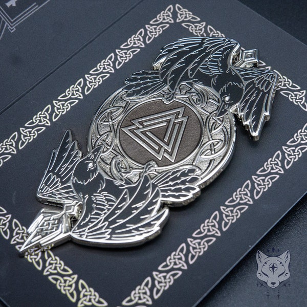 Odin's Ravens Enamel Pin - RETIRING Silver Variant - only 100 made. 3.3" / 84mm Enamel Pin, Huginn and Muninn, Norse Mythology Pin