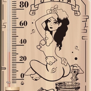 Handmade wooden sauna thermometer