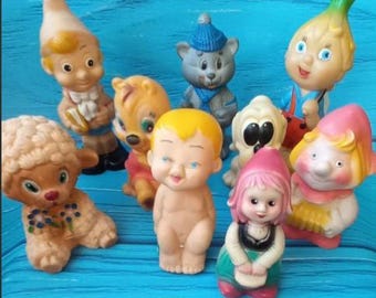 Zabawki gumowe vintage z lat 70.