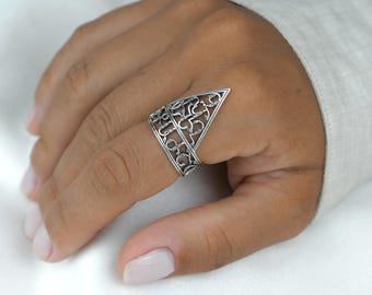 Armenian Alphabet Ring, 925 Sterling Silver Adjustable Ethnic Jewelry