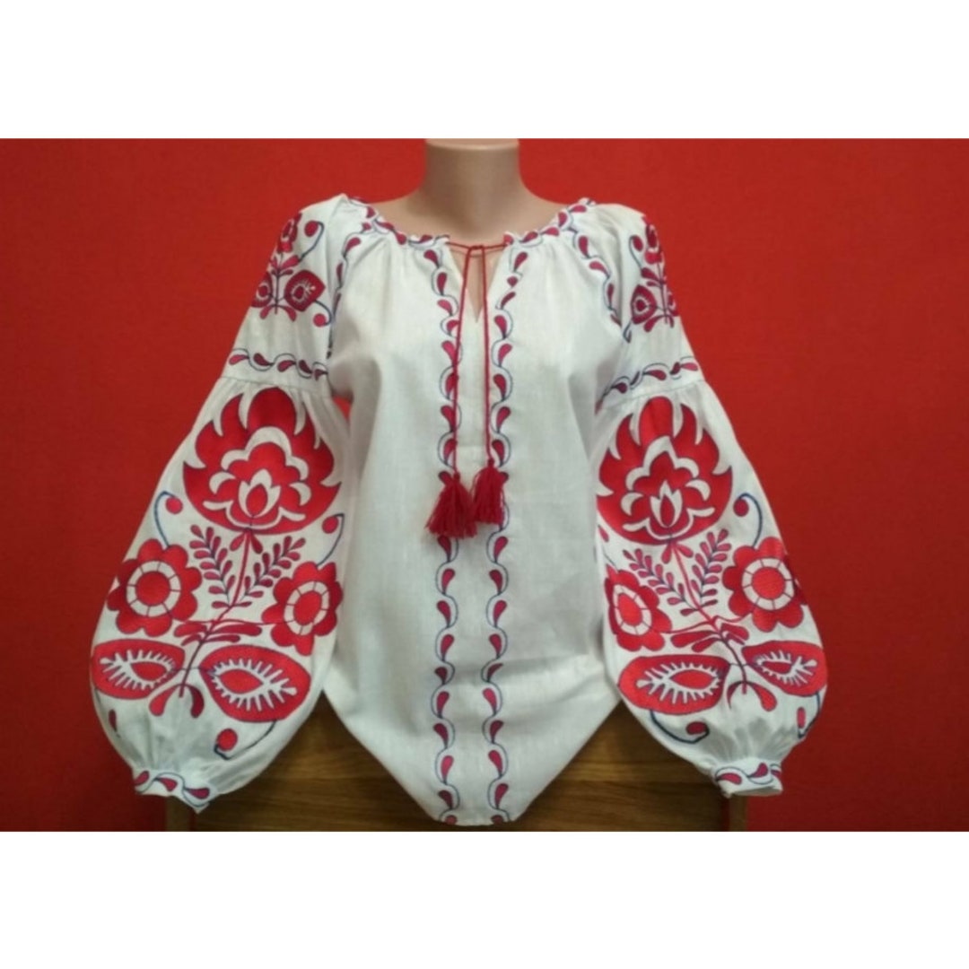 Embroidered Blouse Romanian Long Sleeve Blouses Embroidered - Etsy