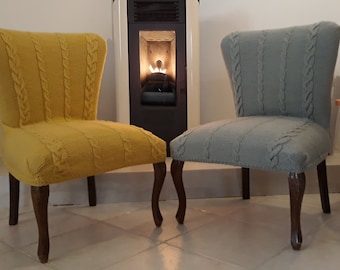 Hand-knit wool lounge chairs - Handmade lounge chairs in wool