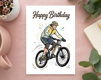 Mountainbike Geburtstagskarte Vintage Retro Stil | MTB Grußkarte & Fahrrad Postkarte Geschenkidee
