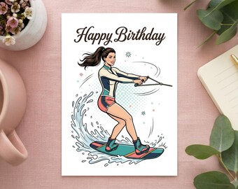 Wakeboard Geburtstagskarte Vintage Stil | Wassersport Grußkarte & A6 Postkarte Geschenkidee