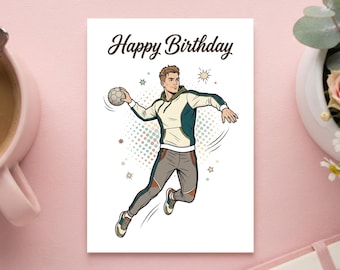 Handball Spieler Geburtstagskarte Vintage Retro Stil | Handball Geschenk Karte für Sport und Team