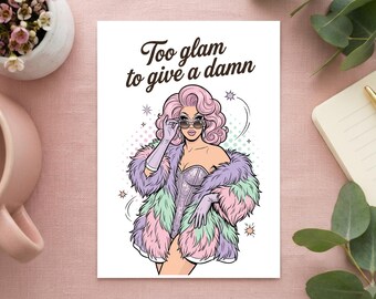 Drag Celebration Karte Vintage Retro Pin-Up Stil | Glamouröse Pride & Selbstexpression Grußkarte für LGBTQ+ Show Moments