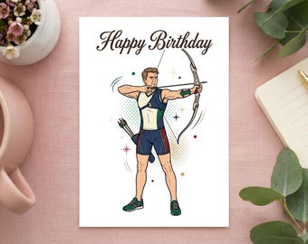 Archery Birthday Card Vintage Retro Style | Bow & Arrow Birthday Postcard Gift Idea