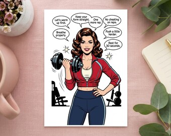 Fitness Gym Trainer Geburtstagskarte Vintage Retro Stil | Krafttraining Postkarte Grußkarte für Fitness und Geschenkidee