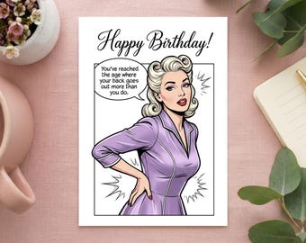 Vintage Retro Postkarte Pin-up Design | Lustige Geburtstagskarte, Grußkarte & Geschenkidee