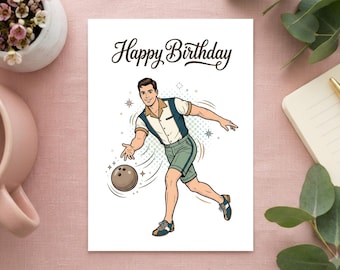 Bowling Geburtstagskarte Vintage Retro Stil | Bowling Sport Grußkarte & Geburtstags Postkarte Geschenkidee