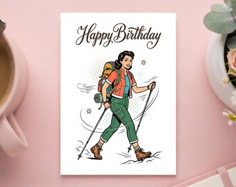 Wandern Geburtstagkarte Vintage Retro Stil | Wanderer Grußkarte & Geburtstags Postkarte Geschenkidee