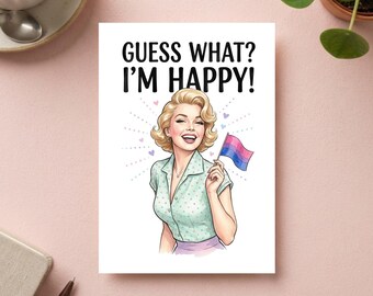 Bi Pride / LGBTQ+ Karte Vintage Retro Design | Bisexuelle Postkarte für Stolz, Liebe & Selbstbewusstsein
