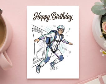 Fallschirmspringen Geburtstagskarte Vintage Retro Stil | Skydiving Grußkarte & Geburtstags Postkarte Geschenkidee