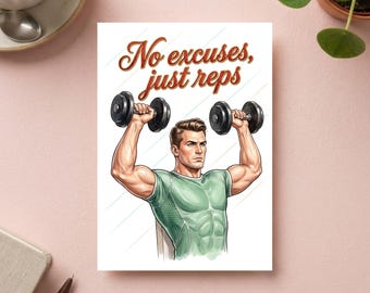 Fitness Mann Geburtstagskarte Vintage Retro Stil | Gym Grußkarte & Sport Postkarte Geschenkidee