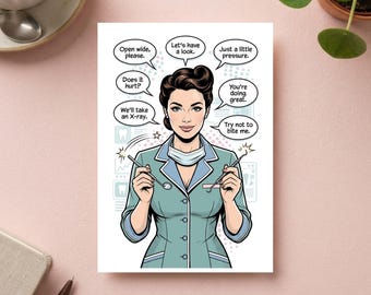 Zahnarzt Geburtstagskarte Vintage Retro Stil | Dentist & Dental Karte für Job, Geschenkidee