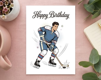 Eishockey Geburtstagskarte Vintage Retro Stil | Eishockey Grußkarte & Geburtstags Postkarte Geschenkidee
