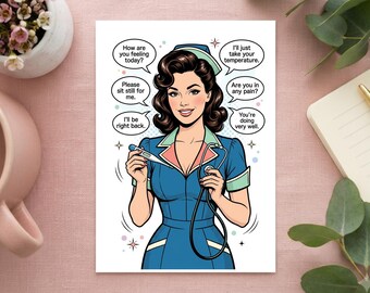 Krankenschwester Geburtstagskarte Vintage Retro Stil | Pflege & Healthcare Karte für Geburtstag Geschenk