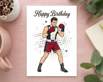 Boxen Geburtstagskarte Vintage Retro Stil | Boxsport Grußkarte & Geburtstags Postkarte Geschenkidee