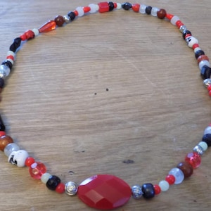 Chunky Halloween Mixed Beaded Necklace White Red Black Candy Charm Skull Alternative Goth Emo Hearts Vampire Core