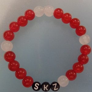 Handmade Glass Bead Bracelet kpop Stray Kids Concert Support Red White Fandom Stay