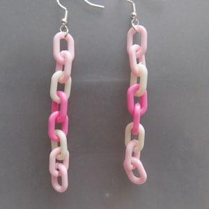 Strawberry Milk Pink White Acrylic Chain Dangle Drop Earrings