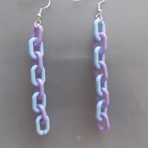 Purple Blue Acrylic Chain Dangle Drop Earrings