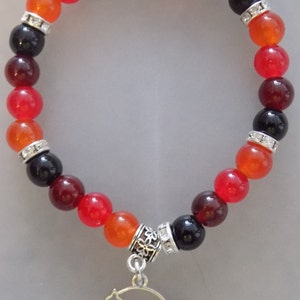 Handgemachte Glasperlen Armband Universum Planeten Galaxy Mars Rot Braun Schwarz