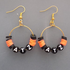 Handmade Ateez Hooped Dangle Drop Earrings AStiny Kpop Fandom Orange Black Fanmade ATZ