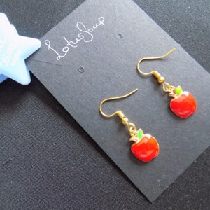 Red Apple Dangle Drop Earrings