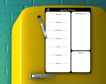 Magnetische Weekplanner Whiteboard, Koelkast Maaltijdplanner & Organiser, Dry Eraser Planner, Dry Wipe Memo Board, met 1 Premium Dry Erase Pen