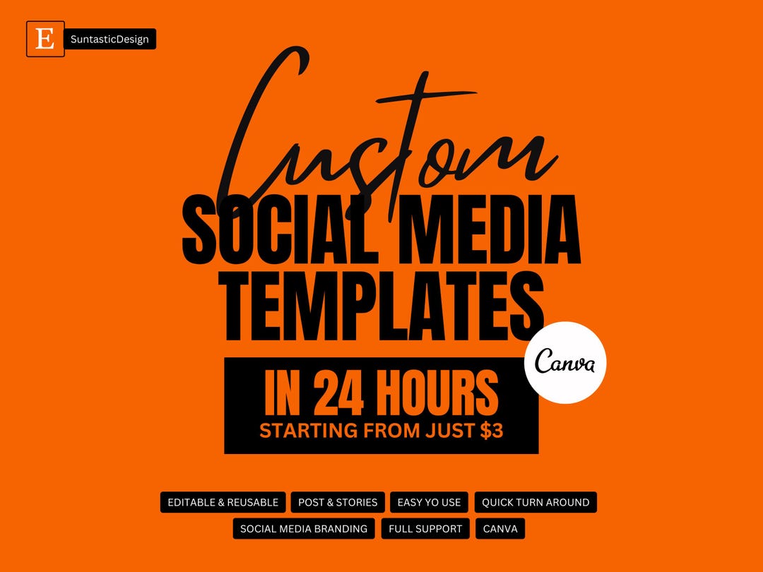Custom Social Media Templates Personalized Branding, Canva Design Etsy