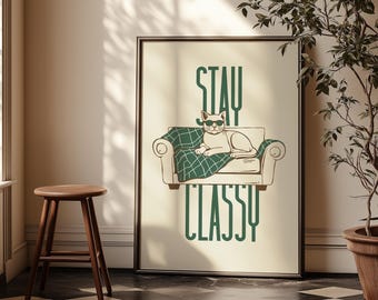 Vintage Cat Print: Mid-Century Modern Cat Art (Digital Download)