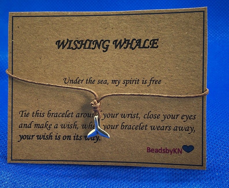Whale Tail Wish Bracelet Tie Bracelet Whale Tale Charm Whale Jewellery Marine life Sea Lovers Mermaid Wish band Ocean Jewellery