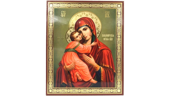 5"x6.5" Wooden Icon of Virgin Mary Theotokos of Vladimir Владимирская Икона Б.М 