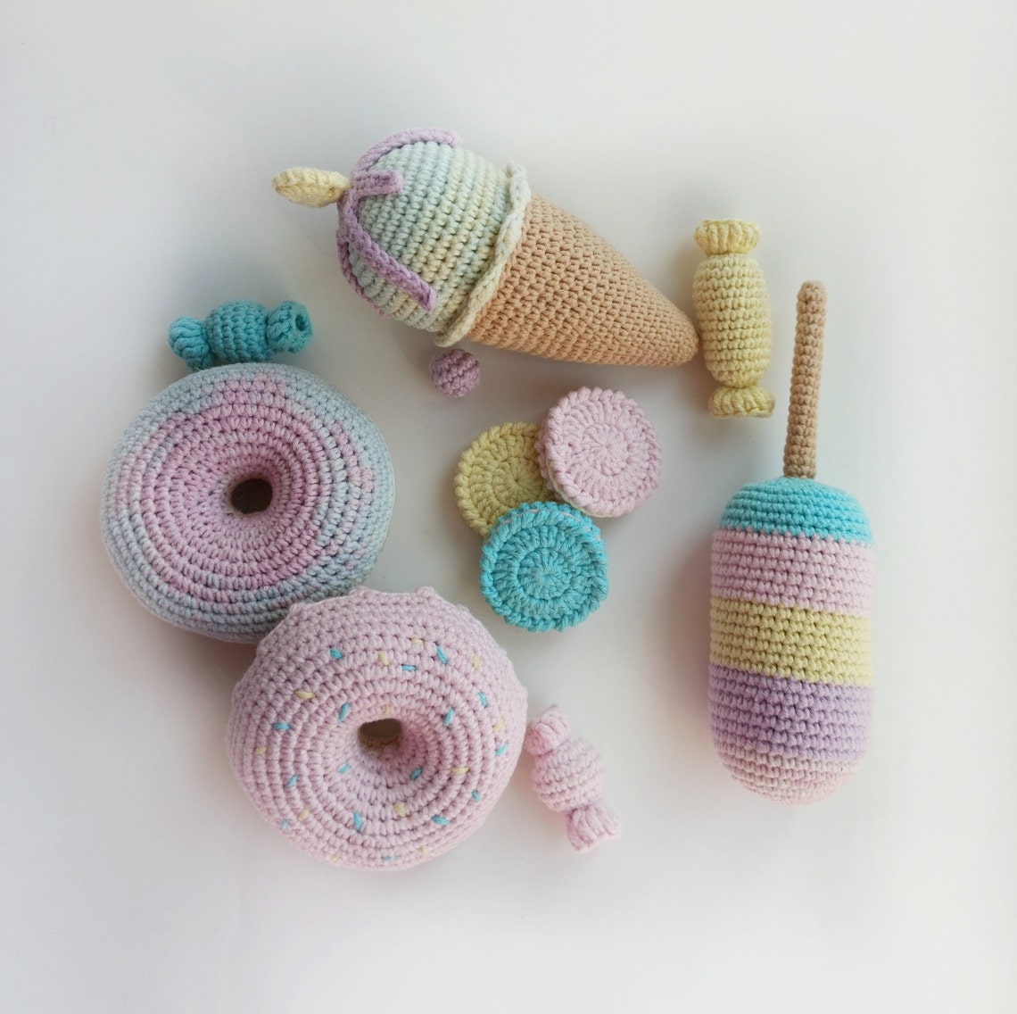 Set of crochet food toy food amigurumi cupcake crochet donut Etsy