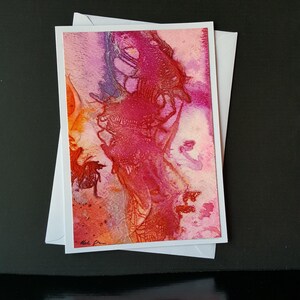 Hand painted greeting card 5 x 7” (12.5 x 18cm) Original modern art Small gift Colourful abstract picture in mixed media acrylic watercolour