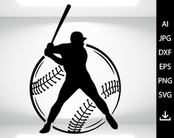 Baseball svg file for Cricut, Silhouette, Baseball players svg, Baseball Designs, Baseball ball svg, Fastpitch softball svg Vector Cut File