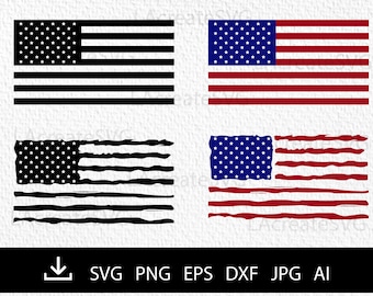 USA flag svg file, Distressed USA flag svg, 4 designs bundle, American flag SVG Png Dxf, Silhouette Vinyl Clipart Instal download