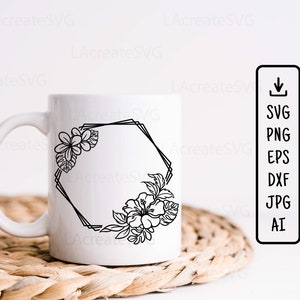 9 Blumen Kranz Bundle-Svg-Datei, Hibiskus Blumen Kranz Split Monogramm SVG Png Dxf, Hochzeit Monogramm Rahmen, Kreis Grenze, Blatt Kranz