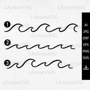Waves design svg, Beach Ocean wave SVG PNG DXF Cricut Silhouette cut file, Simple Waves svg, Beach Decal download, Sea wave design bundle
