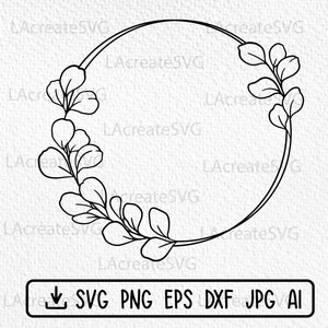 Eukalyptus Kreis Kranz SVG Png Dxf geschnitten Datei, Eukalyptus Runde Split Zeichen svg, Eukalyptus Zweig Blätter SVG Clipart Hochzeit Logo Kranz