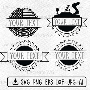 Holz Logo Design Bundle, Holzbearbeitung Zimmerei Png Dxf geschnitten Datei, Sägeblatt USA Flagge svg, Tischler Werkzeuge svg, Sägewerk Split Monogramm